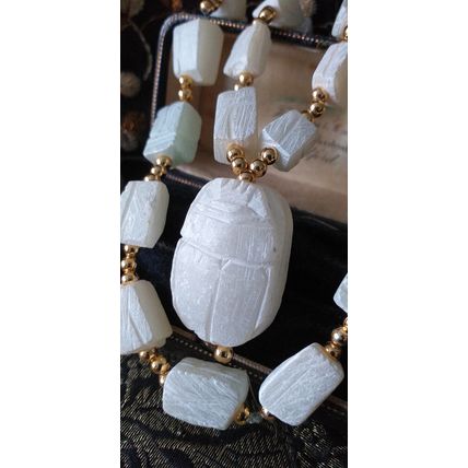 Vintage 1950/60-s Egyptian Revival Large SCARAB NECKLACE - Heavy 91.5 g