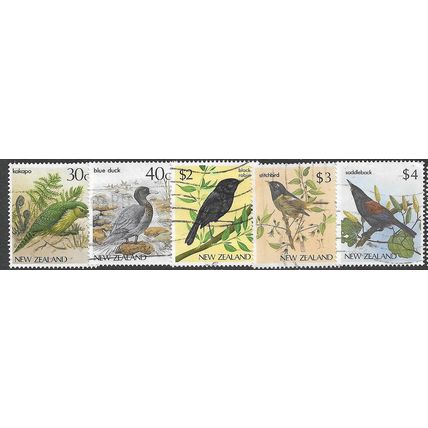 1982/1989 5 different values - fine used (o) - BIRD
