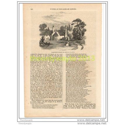 BERKHAMSTEAD RECTORY (BIRTHPLACE OF COWPER), BOOK ILLUSTRATION (PRINT), 1862
