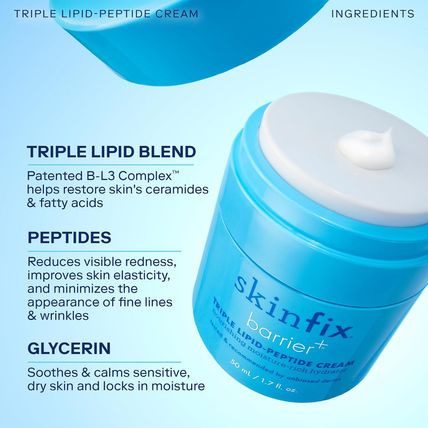 Skinfix Barrier+ Triple Lipid-Peptide Cream: Enriched with Lipids, Peptides, Hya