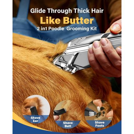 Oneisall Dog Grooming Kit for Heavy Thick Hair&Coats/Low Noise Rechargeable Cord
