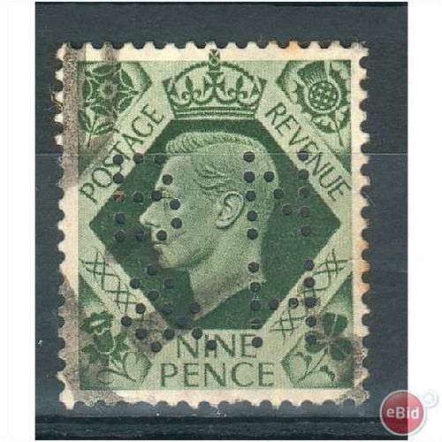 GB stamps 1937-47 KGV1 - 9d SG473 perfin - 2