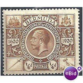 Bermuda 1921 .SG74 1/4d Brown Mounted Mint.