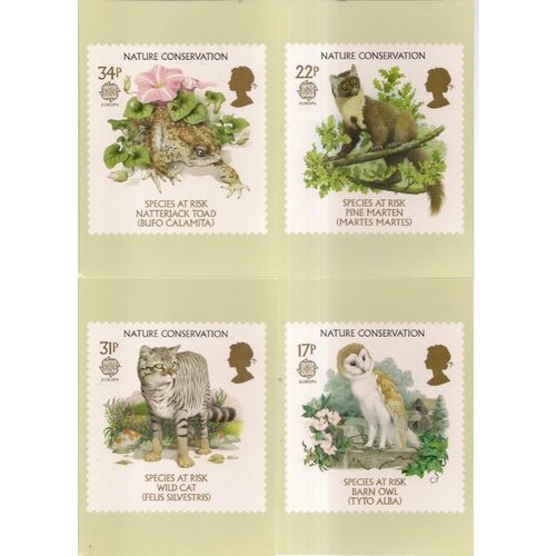 NATURE CONSERVATION set of 4 issued 1986 by Post office postcard stamps