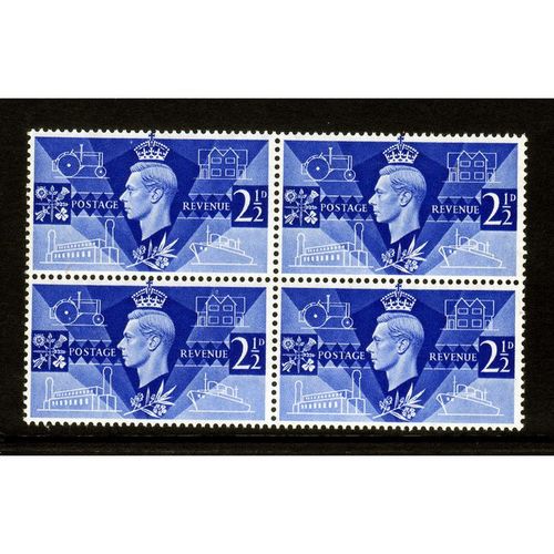 GREAT BRITAIN 1946 2 1/2d ULTRAMARINE VICTORY SG491 BLOCK 4 U/M MINT