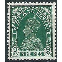 India 1937 SG249 9p Green Unmounted Mint ....