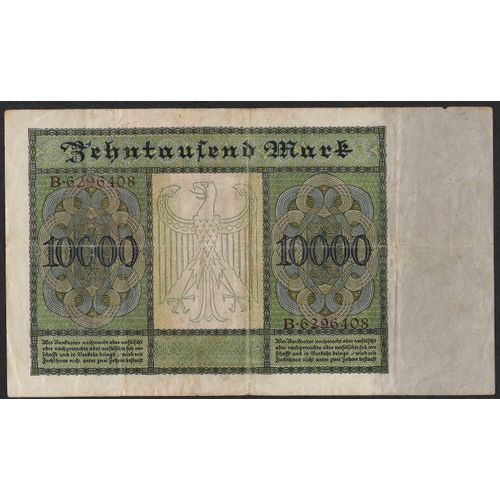 Kr 70: 10000 Mk. blue-green on olive-green underprint.