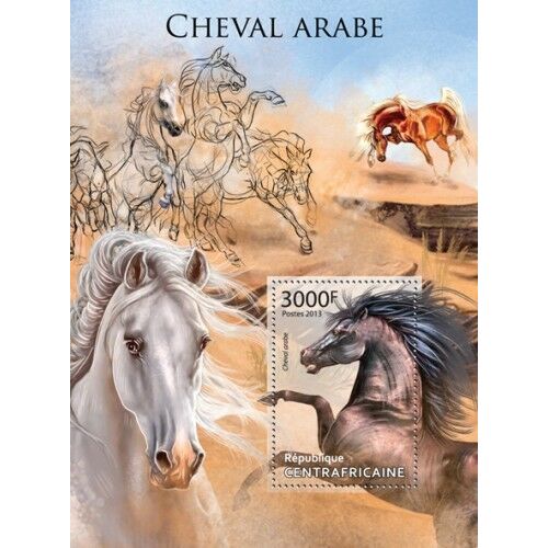 CENTRAL AFRICA 2013 SHEET MNH ARABIAN HORSES CHEVAL CAVALOS PFERDE CAVALLI 1A