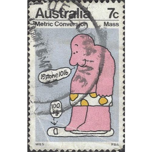 AUSTRALIA, Metric Conversion, grey& pink 1973, 7c