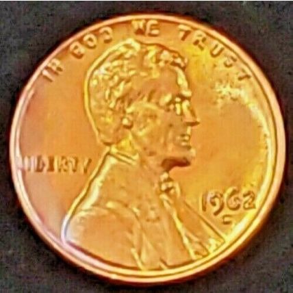 1962-D LINCOLN MEMORIAL CENT PENNY BU TONED COIN