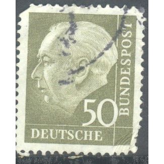 Germany 1957 - 50pf olive - President Heuss - used 2