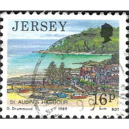 JERSEY, St. Aubin's Harbour, blue green 1989, 16p, #4