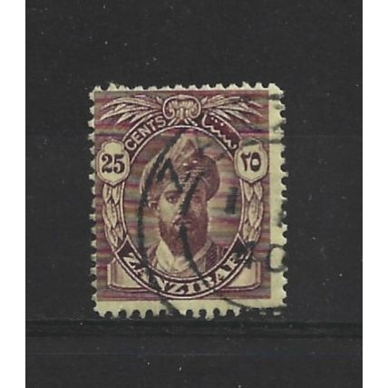 Zanzibar.SG314 25c Sultan Khalifa bin Harub (Purple/Yellow).Fine Used.Jul24g