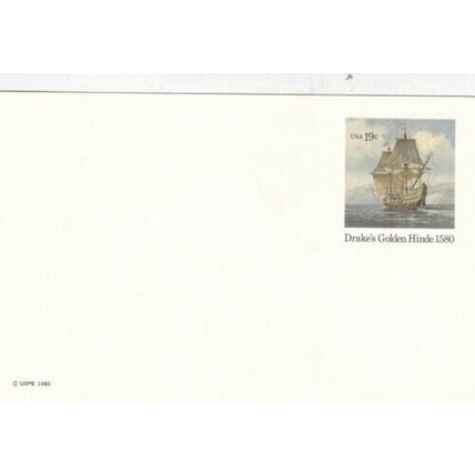 United States 19c Drakes Golden Hinde Prepaid Postcard Unused VGC