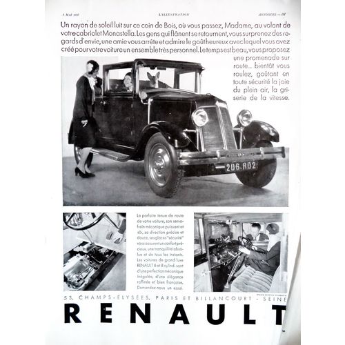 Art Deco Print Ad Renault Monastella Car Advertisement Driving Travel Poster Dog