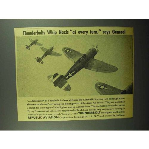 1943 Republic Aviation P-47 Thunderbolt Ad - Whip Nazis