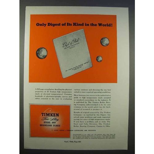 1946 Timken Alloy Steel Ad - Only Digest of Its Kind