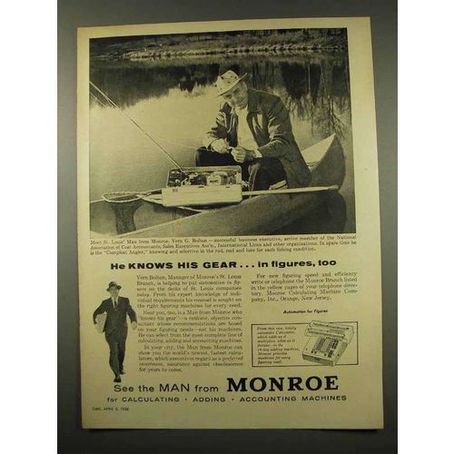1956 Monroe Calculator Ad - He Knows His Gear
