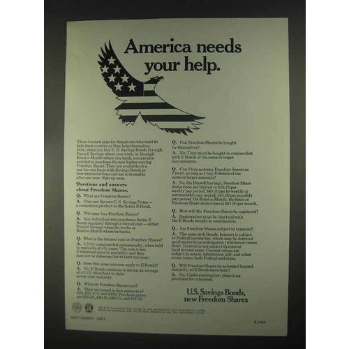 1967 U.S. Savings Bonds Ad - America Needs Your Help