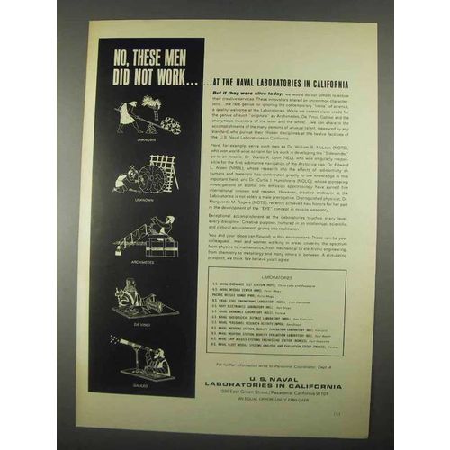 1967 U.S. Naval Laboratories in California Ad