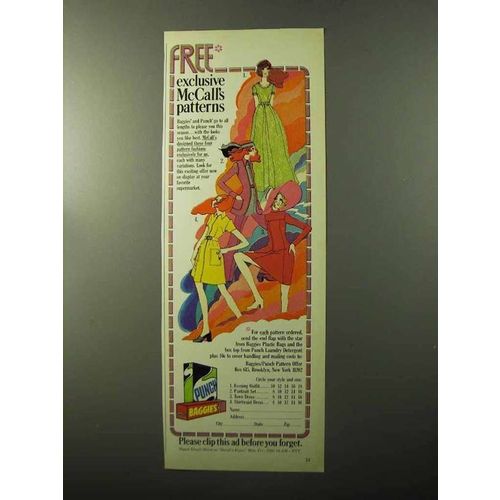 1970 Baggies Plastic Bags & Punch Laundry Detergent Ad