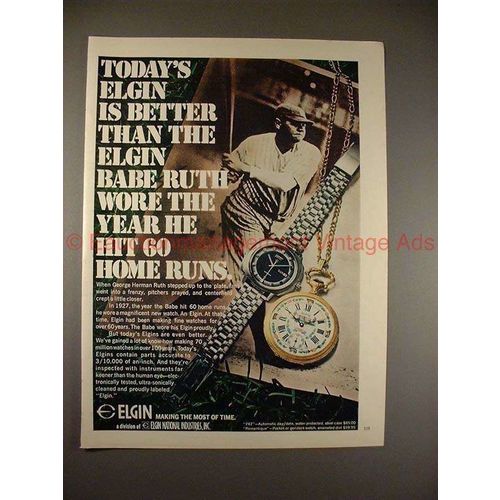 1970 Elgin 747 and Romantique Watch Ad, w/ Babe Ruth!!
