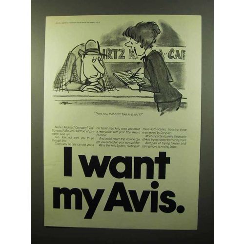 1975 Avis Car Rental Ad - Cartoon
