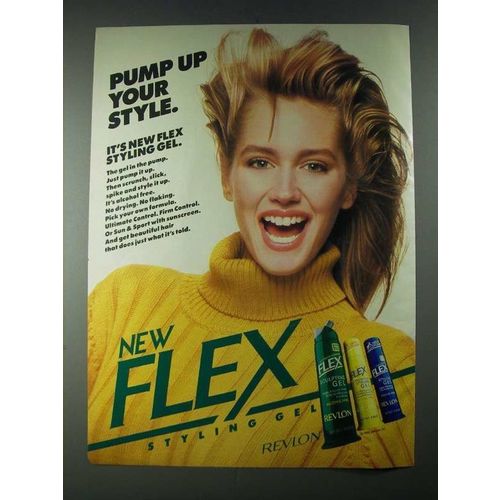 1987 Revlon Flex Styling Gel Ad - Pump Up Your Style