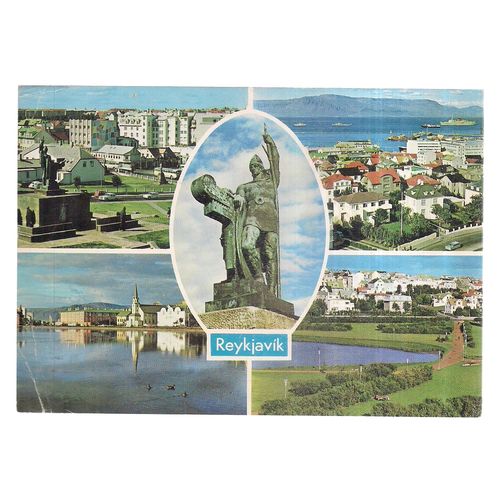 REYKJAVIK, ICELAND. multiview. used vintage postcard 1966 =