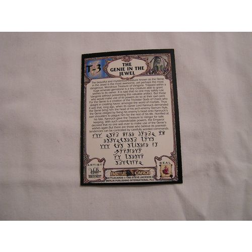 The Genie In the Jewel 1994 Merlin Editions Battlecards TREASURES NO. T-3