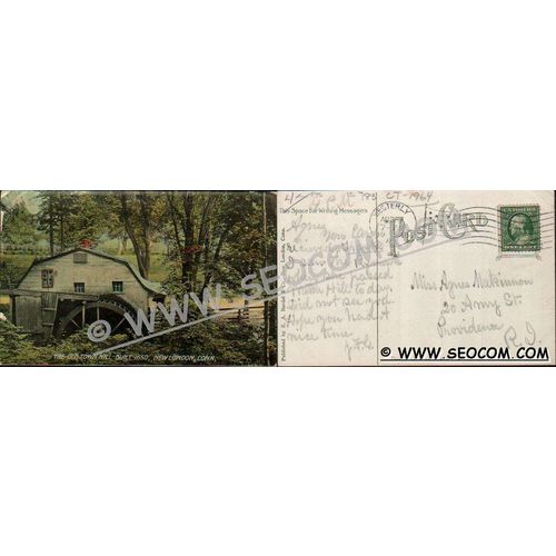 CT New London Postcard The Old Town Mill Built 1650 ct_box4~1964