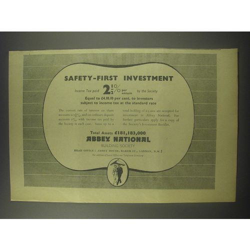 1954 Abbey National Building Society Ad - Safety-first investment