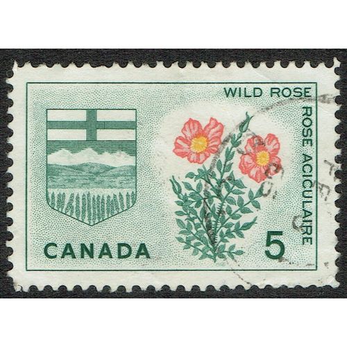 Canada 1964 Provincial Emblems 5c Green Yellow and Rose Red SG550 FU