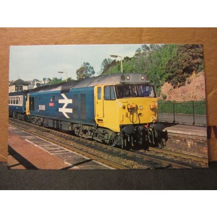 no 50 008 'THUNDERER' at Dawlish .unused postcard Dawlish Warren museum =