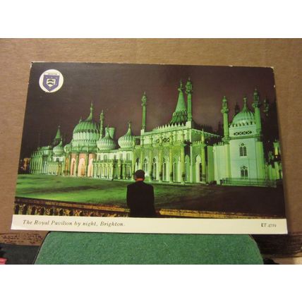 THE ROYAL PAVILION at night, BRIGHTON used postcard by Elgate. 1980 pm =