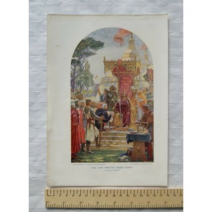 c1900 illustration: King John Granting Magna Charta