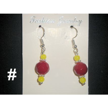 Large round 10mm faceted with yellow accent earrings