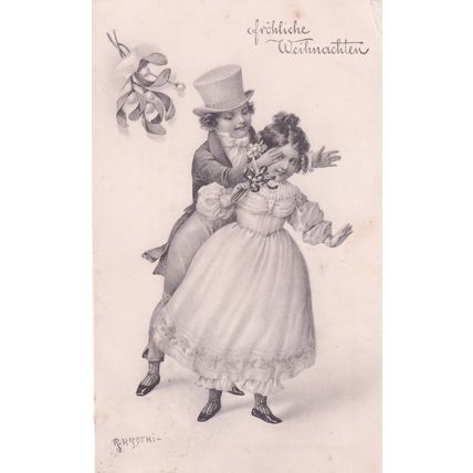 Frohliche Weihnachten German Merry Christmas Postcard