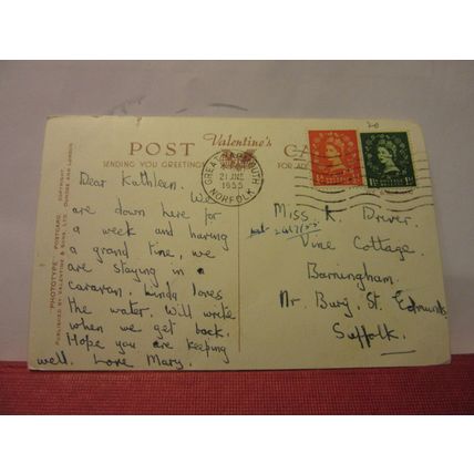 multiview, GREAT YARMOUTH, NORFOLK used vintage postcard 1955 pm kitten =