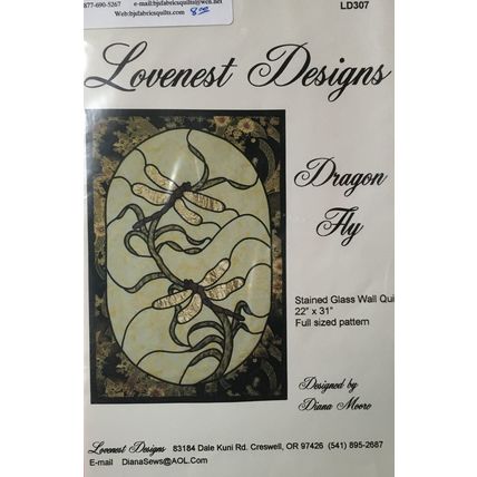 Pattern Fabric Stained Glass DRAGON FLY