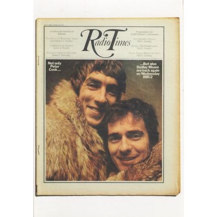 Derek & Clive Peter Cook & Dudley Moore TV Show Radio Times Postcard