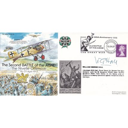 William George Hall Aisne Battle RNAS Bomber WW1 Hand Signed FDC