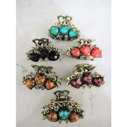 Jeweled antique bronze hair claw clip with crystals