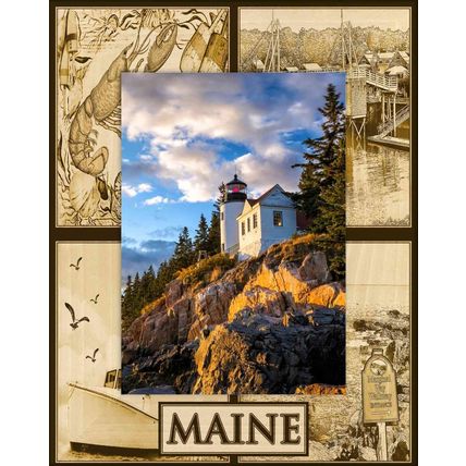 Maine Laser Engraved Wood Picture Frame Portrait (3 x 5)