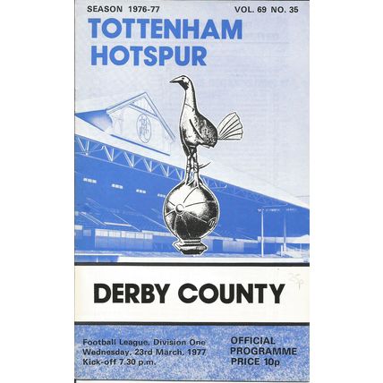 Tottenham Hotspur v Derby County 1976-77 Official Programme