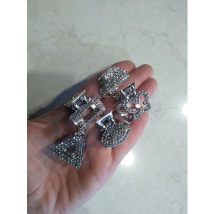 Small silver metal hair claw clip with crystals stocking stuffer gifts for