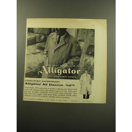 1959 Alligator Coats Advertisement - Completely waterproof: Alligator all Dacron
