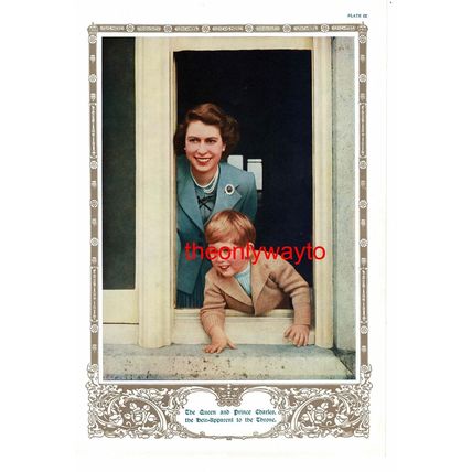 Queen Elizabeth II & King Charles III, Coronation Book Illustration (Print) 1953