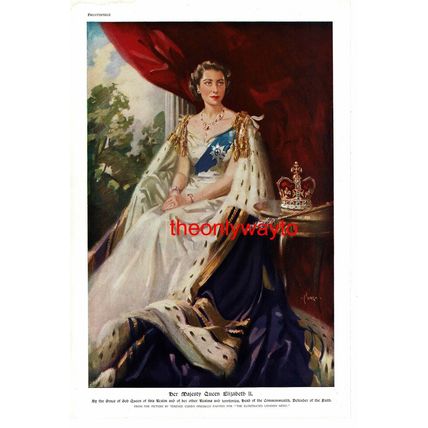 Her Majesty Queen Elizabeth II, Coronation Book Illustration (Print), 1953