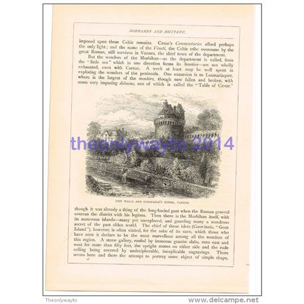 City Walls & Tower, Vannes, France, Book Illustration (Print), 1880